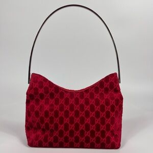SOLD Gucci F/W 1997 Red Velvet Metal Handle Bag